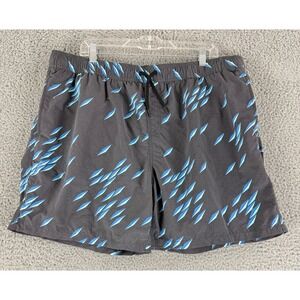 Reyn Spooner Swim Trunks Men's 2XL Gray‎ Blue Geometric Print Board Shorts
